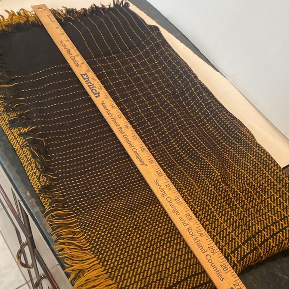 NWOT & Vintage Black & Mustard Warm Wrap with Fringe - Picture 6 of 9